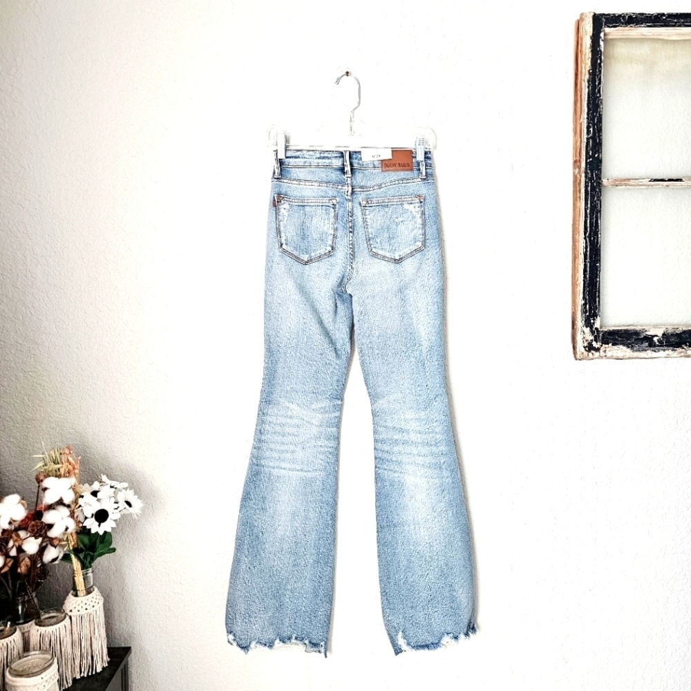 Judy Blue Mid Rise Tummy Control Medium Wash Flare Jeans Distressed Various NEW - Picture 13 of 16